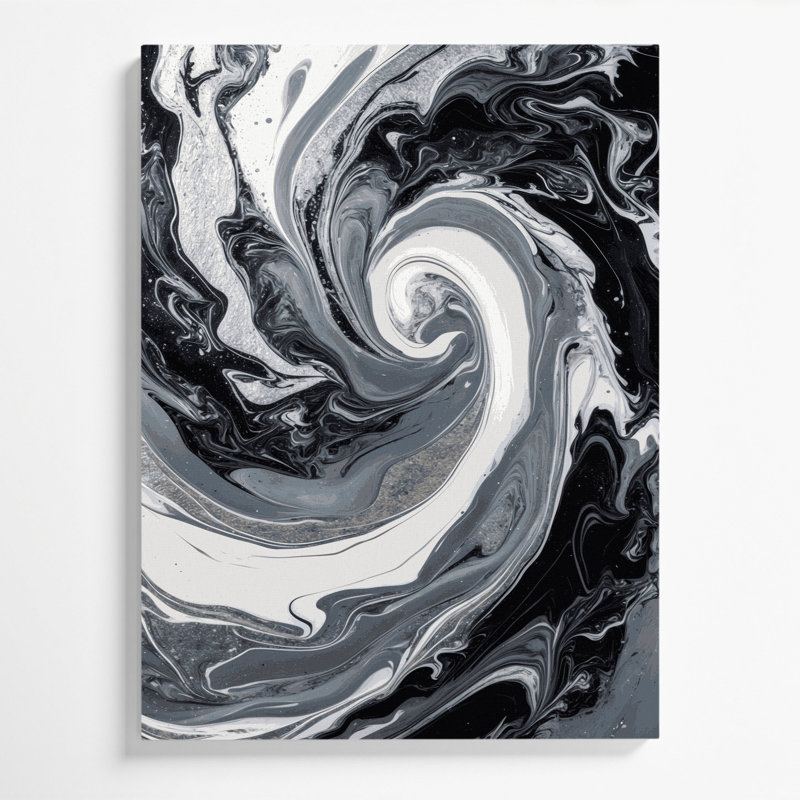 Abstrait art fluide sur toile grise 82, H 14 po x l 11 po