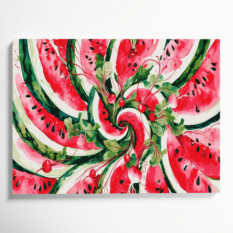 Art mural sur toile beige, légumes et radis, H 11 po x l 14 po