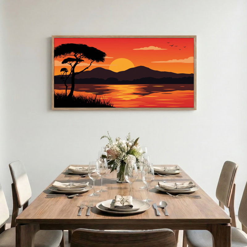 Tableau encadré sur toile représentant un paysage au coucher du soleil (1 pièce), 122 x 61 cm, 48 x 24 pouces