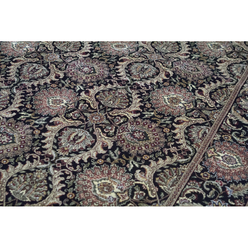 Tapis oriental en laine noué à la main noir / beige / vin Manchuria