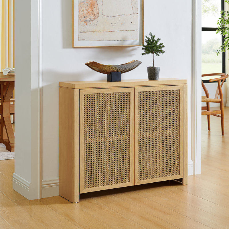 Buffet 39,4 "Mid Century Modern Rattan Buffet, Naturel