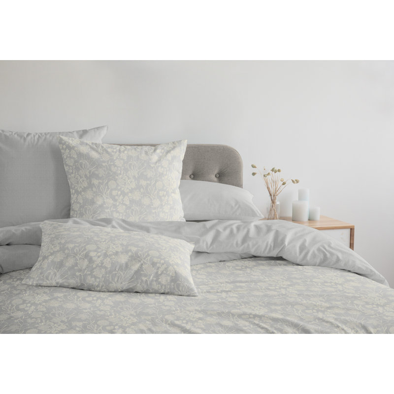 Micheal Cotton Floral Duvet Cover Set with Pillowcases Included, Single - 1 Pillowcase (80 x 80 cm), Dark grey