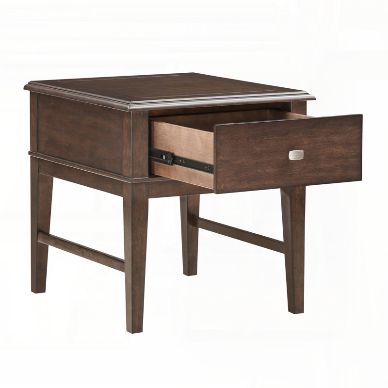 Table de bout Classic avec port de chargement USB et tiroir - finition brune