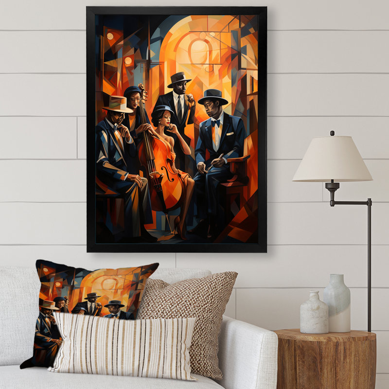 Reproduction d'art sur toile Hundson Jazz Harlem Renaissance V - African American, H 20 po x l 12 po, Noir