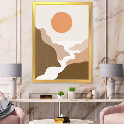 Paysage avec pleine lune dans des tons de terre cuite - Impression sur toile