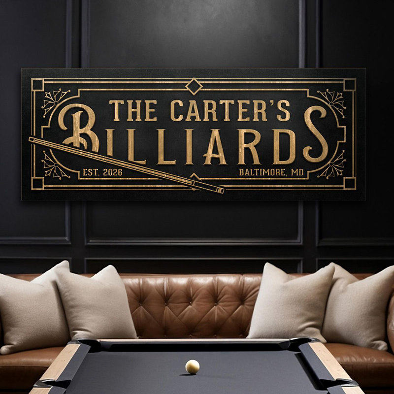 Signe de billard personnalisé rétro - décoration murale de table de billard personnalisée, Oui