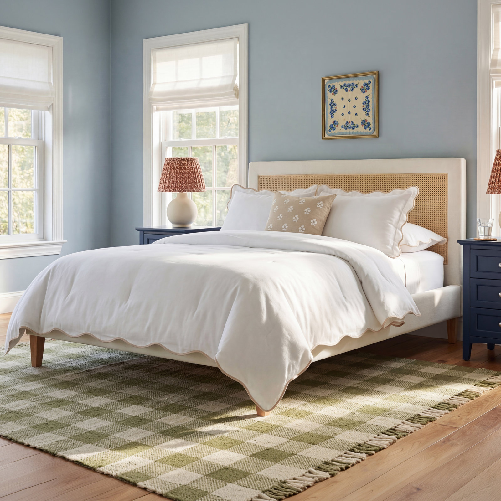 Billingsly Upholstered Cane-Back Bed, King