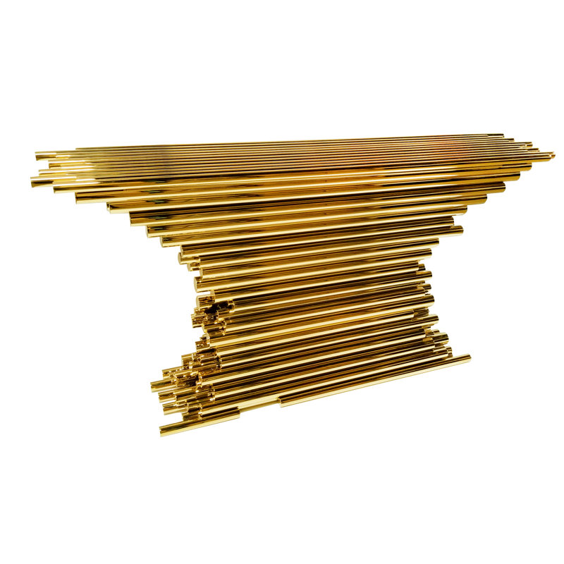 Gold Rod Console Table 