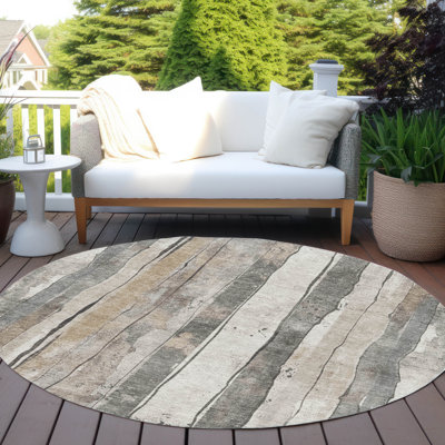 Machine Washable Indoor/Outdoor Xhevrie Putty Rug