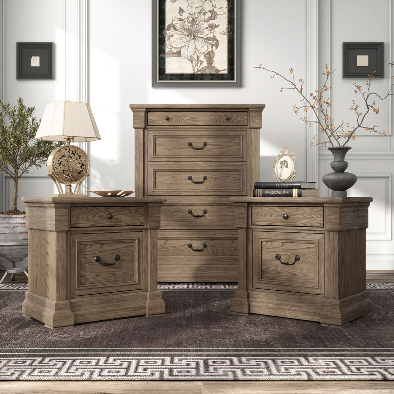 Ensemble de chambre à coucher 3 pièces Laniel (2 tables de chevet + 1 commode)
