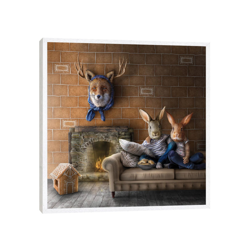 Home Fairytale: Hansel And Gretel by Spielsinn Design - Gallery-Wrapped Canvas Giclée on Canvas, White Framed