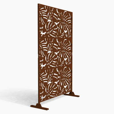 Paravent extérieur Helary autoportant avec panneaux pour clôture de patio