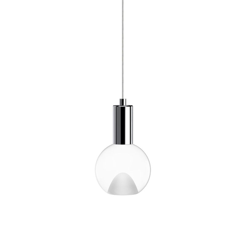 1 - Light Single Globe LED Pendant, Polished Chrome, 4.25" H x 4.25" W x 4.25" D