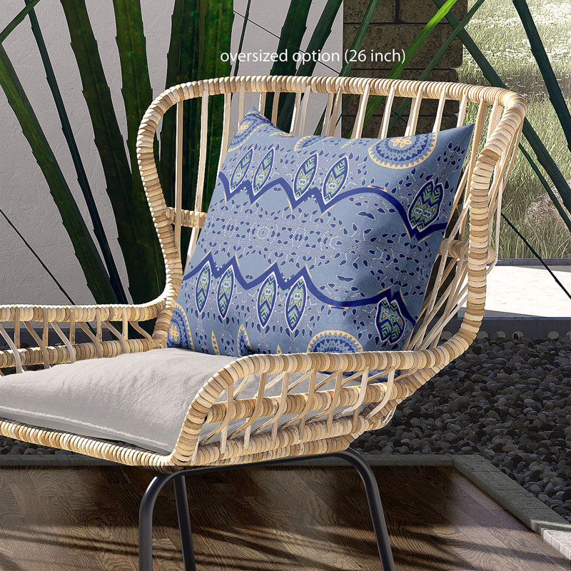 Housse et insert de coussin décoratif en polyester pour l'intérieur et l'extérieur, 18 po x 18 po, Bleu clair / bleu marine