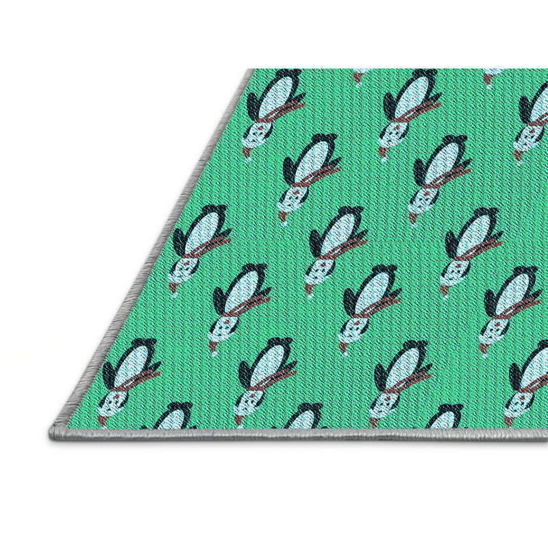 Tapis bleu rectangulaire tissé à la machine 7 pi x 9 pi