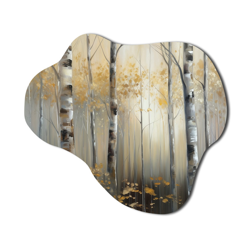 «Birch Tree Dense Forest IV - Cloud Tree», art mural en métal, sculpture murale asymétrique, H 28 po x l 25 po