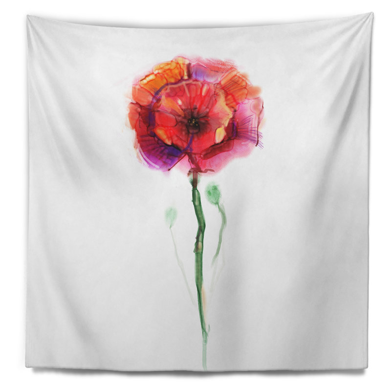 Tapisserie fleur isolée fleurie en pleine fleur, H 32 po x l 39 po