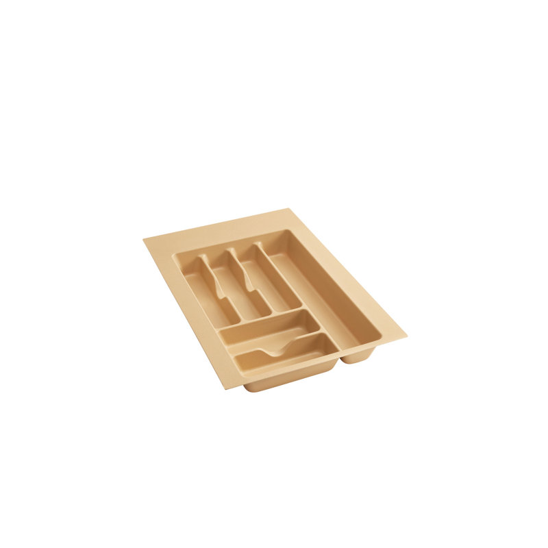 Organisateur de couverts en polymère à garniture de tiroir, Amande, H 2,37 po x l 14,25 po x P 21,25