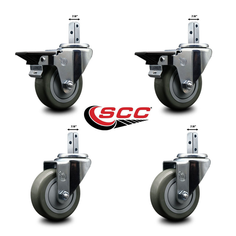 4 Piece Polyurethane Caster Set, Gray