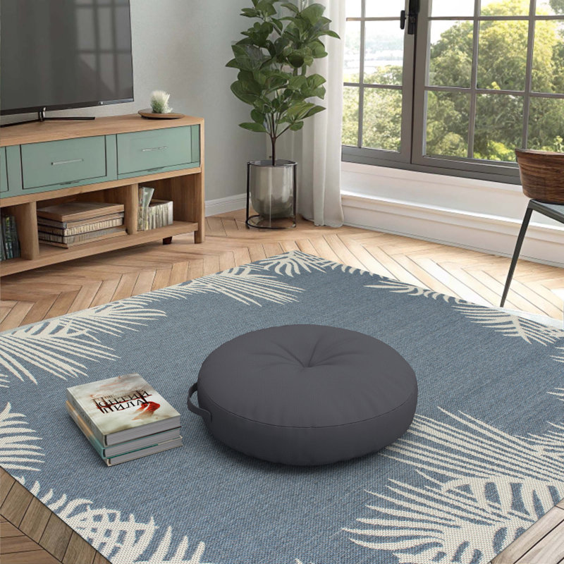 Indoor / Outdoor Circular Floor Cushion, Grey, Round 66cm