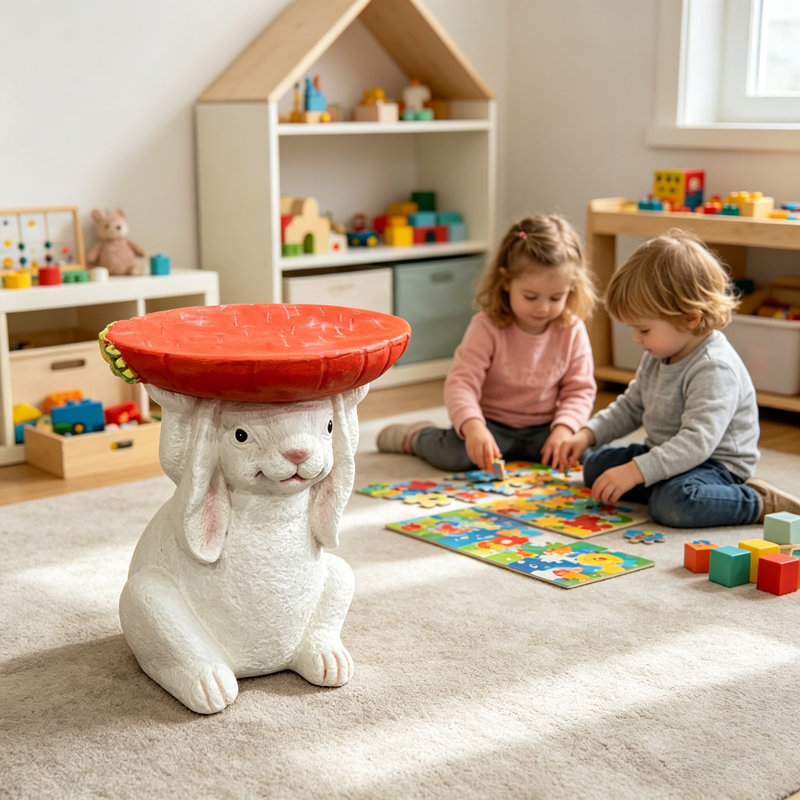 Table d'appoint lapin en résine