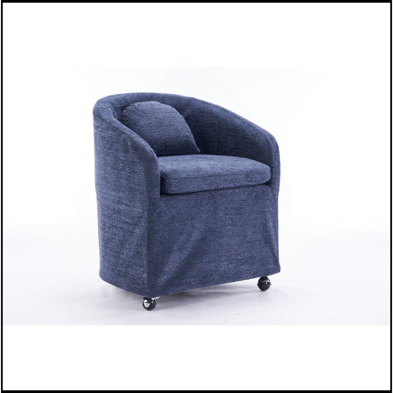 Ensemble de 1 fauteuil de salle à manger en chenille avec coussin de dossier et roues universelles