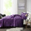 Couette de luxe en velours violet pour lit simple/simple XL, garnie, lavable à la machine, avec oreiller et coussins décoratifs XL violets, couette et taies d'oreiller incluses.