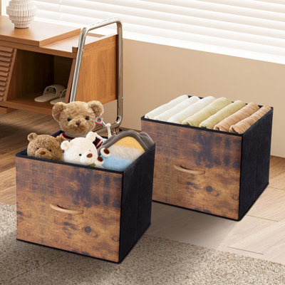 2/4/6Pcs Foldable Storage Cube Bins Fabric Storage Basket Organizer With Handles