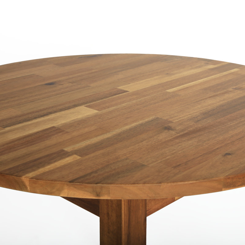 Table de salle à manger ronde en bois d'acacia massif Nakina, idéale pour la salle à manger, la cuisine et le salon