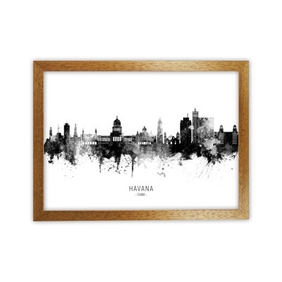 Havana Cuba Skyline Black White City Name by Michael Tompsett - Print