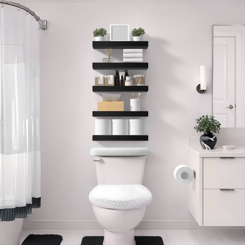 Sorbus Wall Mounted Floating Shelves for Wall Décor - Medium 16.25 Inch, 4 Pack, Black, 1.5" H x 16.25" W x 5.5" D, Black