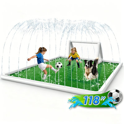 Très grand coussin anti-éclaboussures 118 "x138" avec but de soccer, piscine anti-dérapante pour enfants et chiens