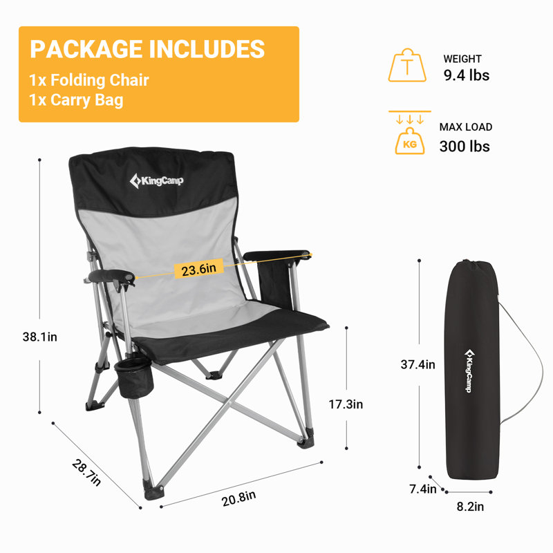 Folding Camping Chair, Black/Grey