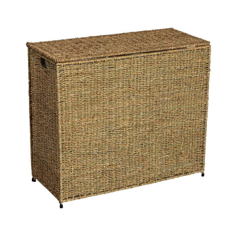 Colwin 3 Compartment Laundry Sorter, Wicker Laundry Sorter, Brown