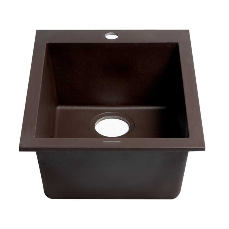 19.88'' L Single Bowl Granite Kitchen Sink, Chocolate