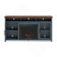 Meuble télé 74 po pour téléviseur de 85 po ou moins, assemblage minimal, denim bleu et finition whisky