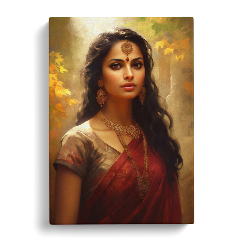 Indian Woman Classicism - Print on Canvas, 76cm H x 50cm W x 3cm D