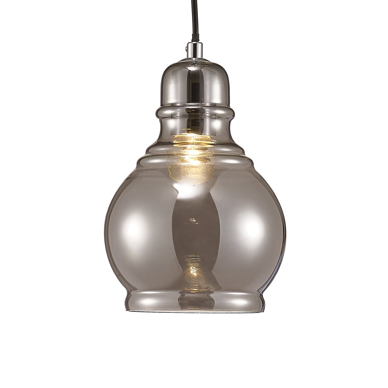 Jana 1 - Light Single Pendant, Polished Chrome/Black, Smoke, 128cm H x 16cm W x 16cm D