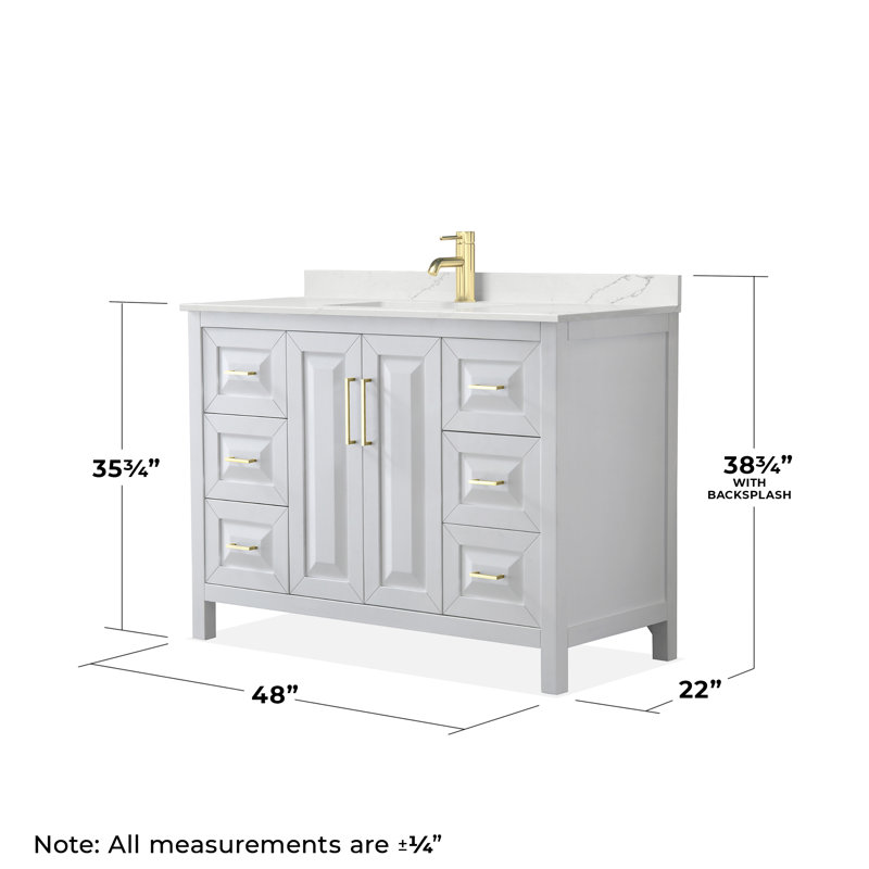 Daria 48'' W Vanity, White, Brushed Gold, Giotto Quartz