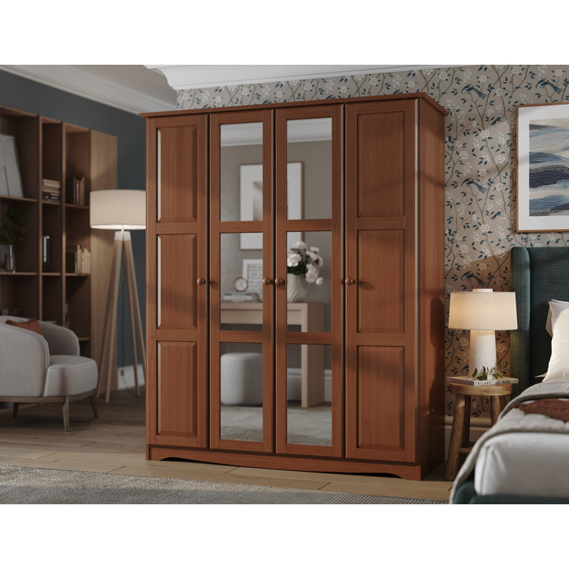 Armoire-penderie 100% bois massif Arieyana, Moka