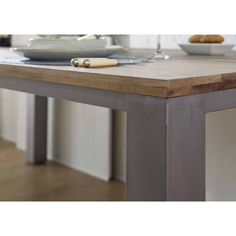 Le Havre Solid Wood Top Metal Base Dining Table, H76 x L160 x W90cm