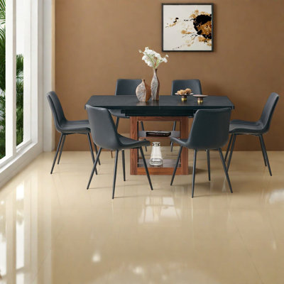 Ensembles de table de salle à manger extensibles avec rangement, panneau de fibres à densité moyenne noyer et métal, élégance moderne pour la salle à manger et la maison