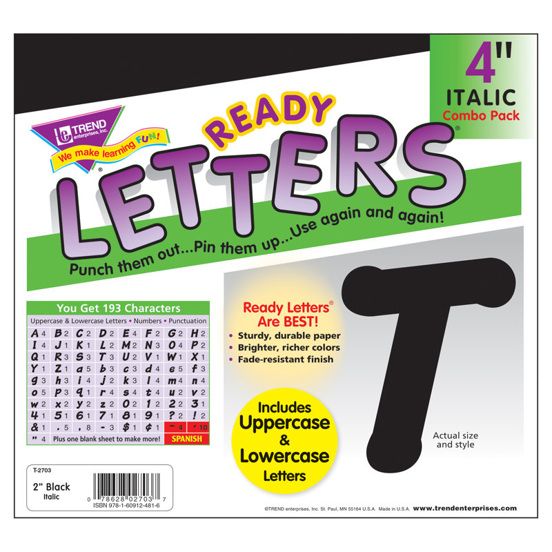 Bleu 4 po avec lettres italiques, Noir