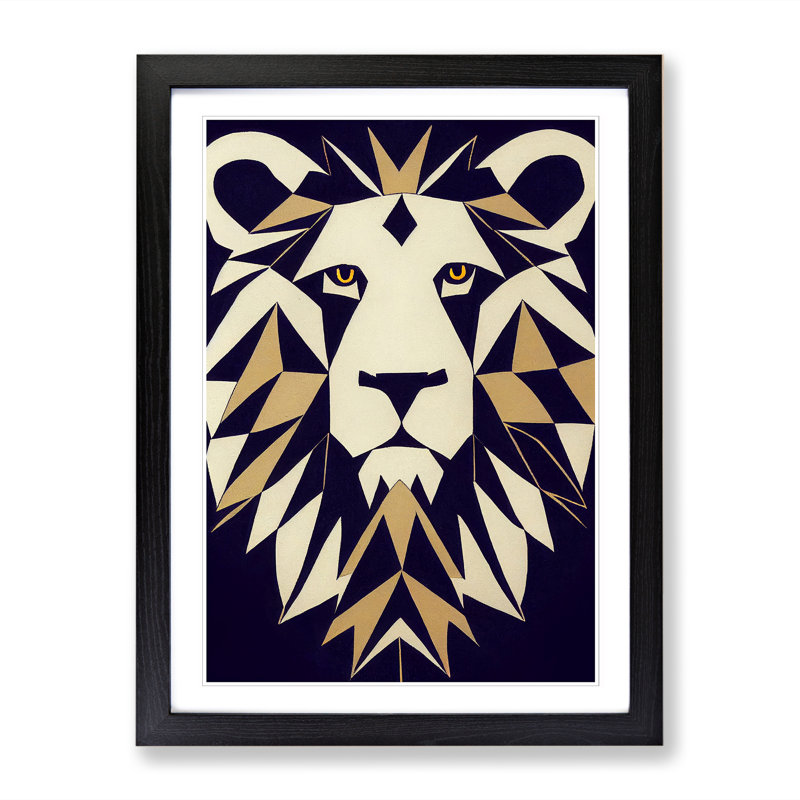 Contemporary Lion Vol.2 1 Piece Single Picture Frame Wall Art, 46cm H x 34cm W, Black Framed
