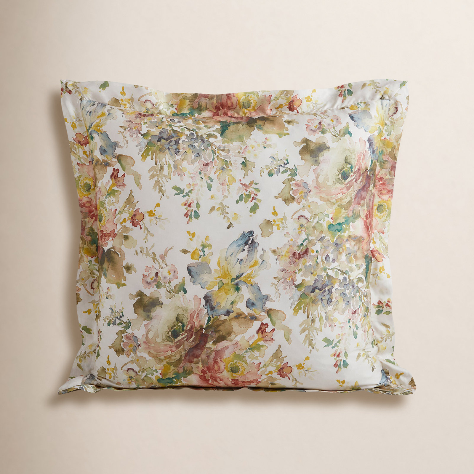Eucalyptus  Jardin Watercolor Floral Chic Casual 27x27 inch Euro Sham