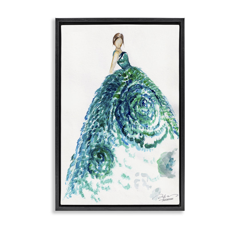 «Blossom Impression Ballgown Floater», art par Texturetones, Cadre flottant noir de jais, H 25 po x l 17 po