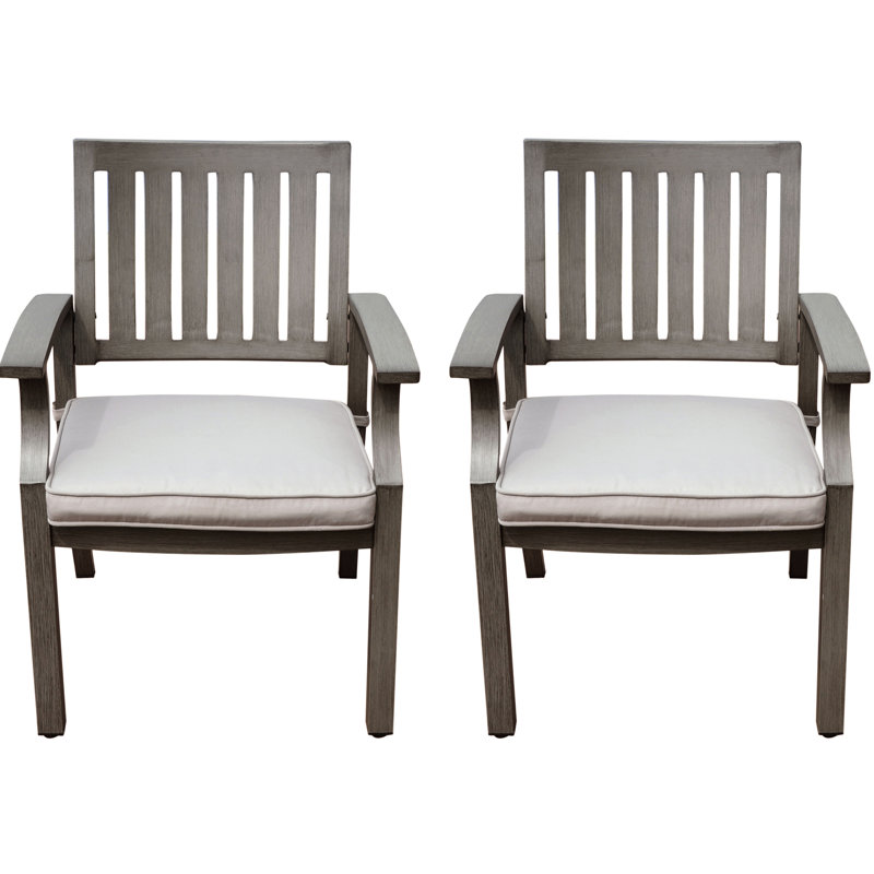 Chaises de salle à manger d'extérieur modernes en aluminium avec coussins d'eau gris foncé et argent, légères, 24,83 de large, assemblage inclus, structure stable, rouille, conception élégante, cadre, requis,
