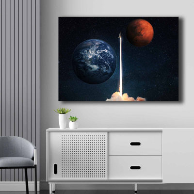 Stunning Decorative Canvas Painting, 27.6 x 39.4 inches | 100% Canvas (Thickness: 0.11 inches) & 100% Pine Wood Frame (Thickness: 0.9 inches) | Vibrant Blue, Navy Blue, White & Red Colors, Perfect for Home or Office Décor