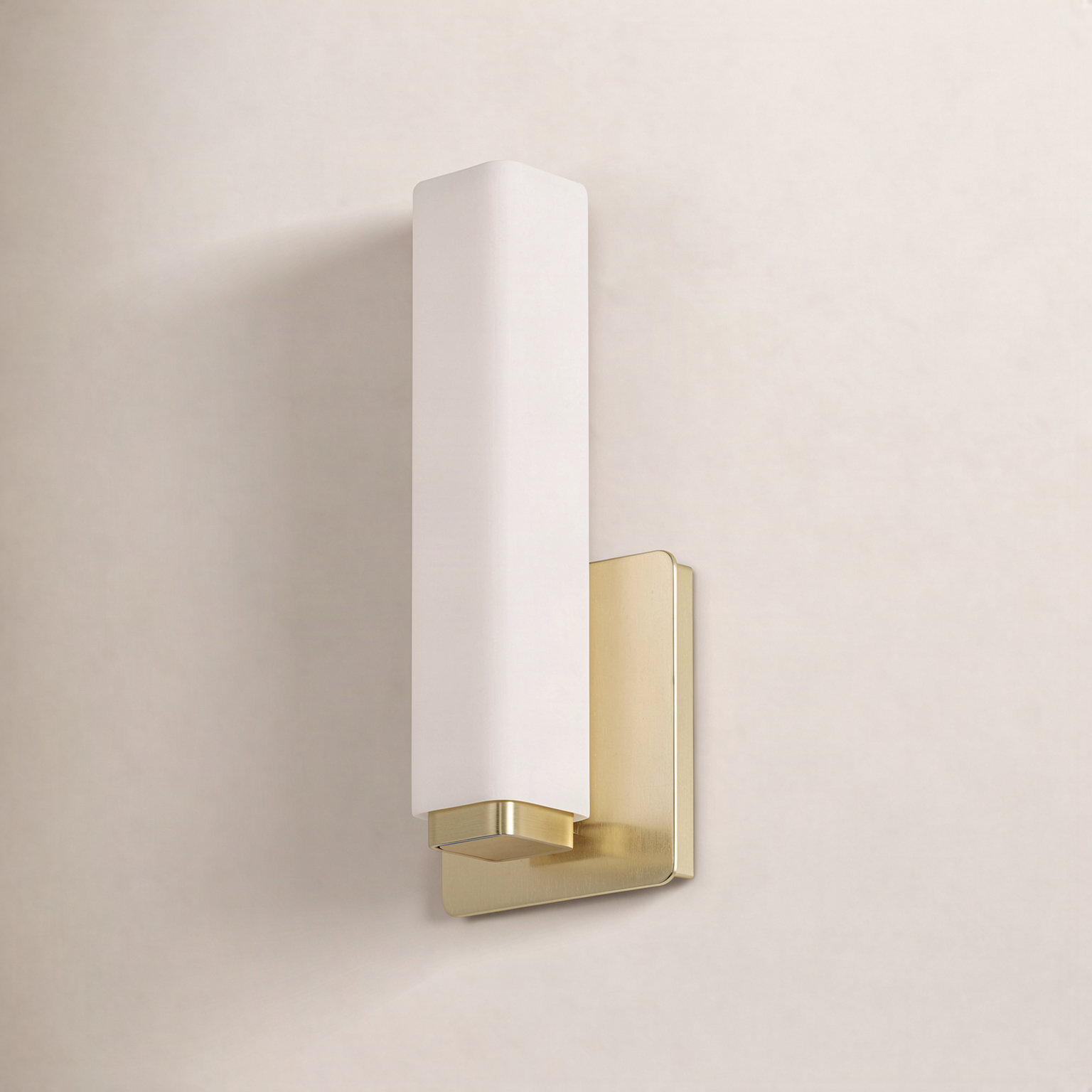 Erby Single Light Flush Mount Sconce, 15" H x 5" W x 3" D, Brushed Brass, 3500K