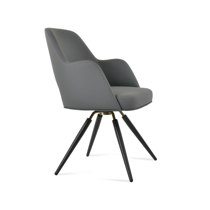 Chaise d'appoint pivotante carotte Marash, Gris, Noir